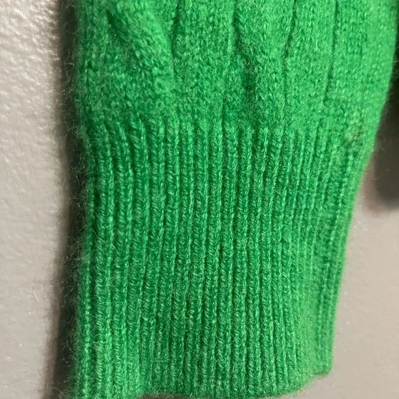 100% Cashmere 2 Ply Yarns Fisherman Cable Knit Small Green Crew Neck Sweater - Picture 5 of 7